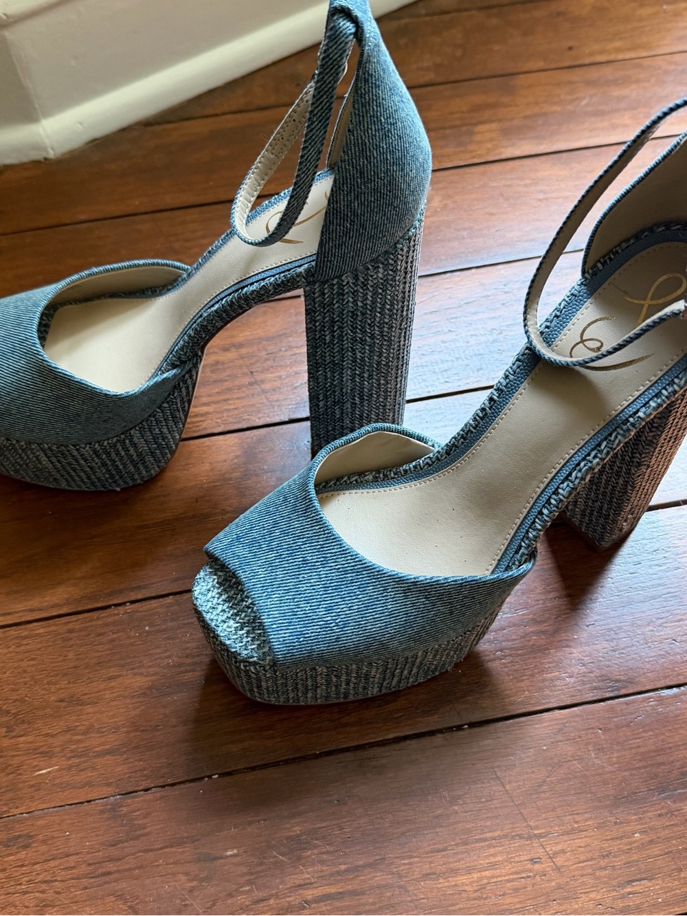 Sam Edelman Chunky Platform Ankle-Strap Sandals in Denim Blue Kori - Picture 5 of 7